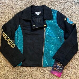 Disney Descendants Black Jacket with Teal Sequins and Gold Details